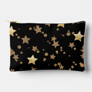 Pochette À Accessoires Étoiles célestes noires et d'or et Pois