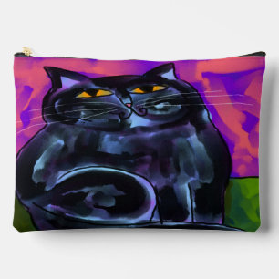 Pochette À Accessoires Fat noir Chat Art Abstrait