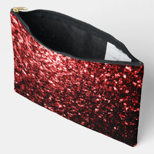 Pochette À Accessoires Faux éclats scintillants bling rouge foncé