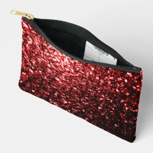 Pochette À Accessoires Faux éclats scintillants de couleur rouge foncé