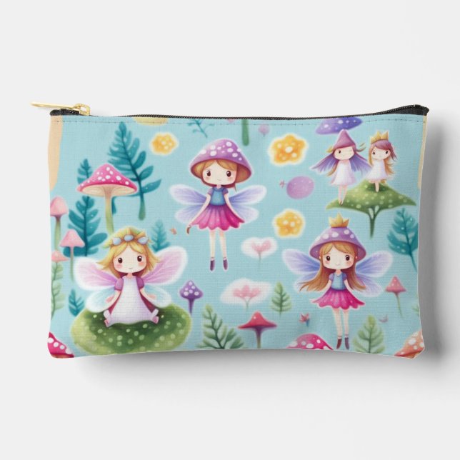 Pochette À Accessoires Fées, feuilles et champignons (Recto)