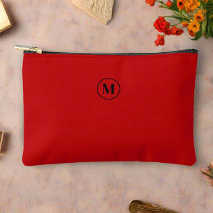 Pochette À Accessoires Feminine Rouge & Noir l Moderne Élégant Monogramme