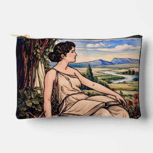 Pochette À Accessoires Femme Art Nouveau lisant sous un arbre de style vi