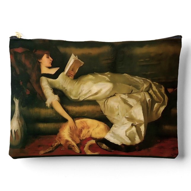 Pochette À Accessoires Femme Victorienne Lecture Avec Chien, Amateurs De  (Créateur téléchargé)