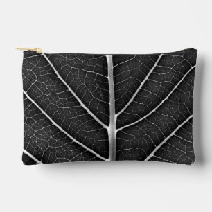 Pochette À Accessoires Fermeture de la feuille brillante noire et blanche