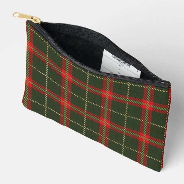 Pochette À Accessoires Festif Beau Motif rouge et vert Plaid (Ouvrir)