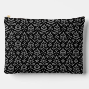 Pochette À Accessoires Feuille Damask Gris sur noir