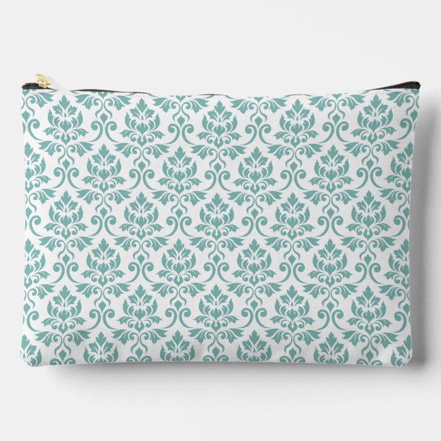 Pochette À Accessoires Feuille Damask Teal Pattern (Recto)