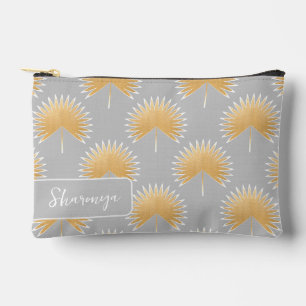 Pochette À Accessoires Feuille de palme moderne du milieu du siècle + nom