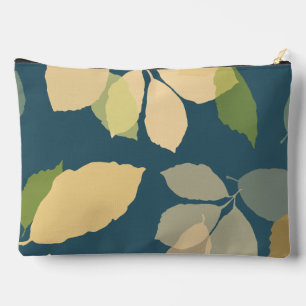 Pochette À Accessoires Feuilles d'automne modernes sur fond sarcelle