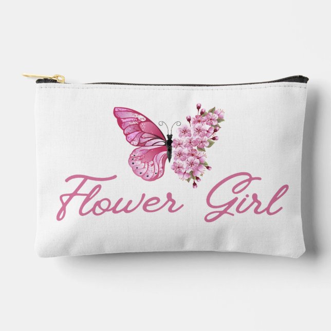 Pochette À Accessoires fille de fleurs stylisée, papillon rose mignon mod (Recto)