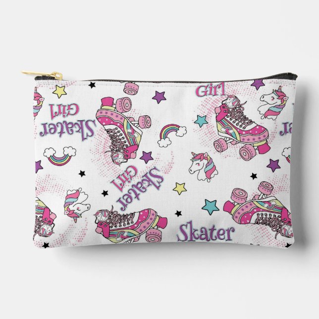 Pochette À Accessoires Fille de patineuse mignonne motif de patin à roule (Recto)