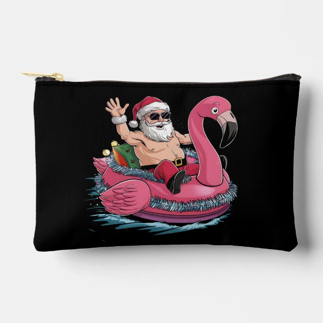 Pochette À Accessoires Flamingo Santa Flotteur Noël en Juillet Été (Recto)