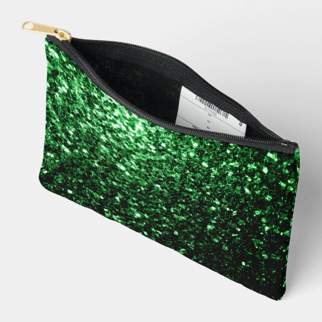Pochette À Accessoires Flamme de parties scintillant vert foncé (Ouvrir)