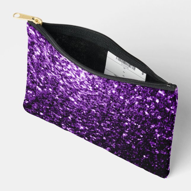 Pochette À Accessoires Flamme de parties scintillant violet foncé (Ouvrir)