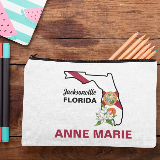 Pochette À Accessoires Fleur d'état Floride personnalisée Fleur Orange Bl (Créateur téléchargé)