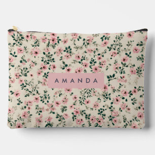 Pochette À Accessoires Fleur rose délicate personnalisée