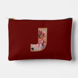 Pochette À Accessoires Fleur Rustique Initiale J Bourgogne