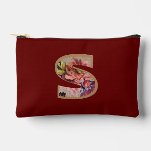 Pochette À Accessoires Fleur Rustique Initiale S Bourgogne