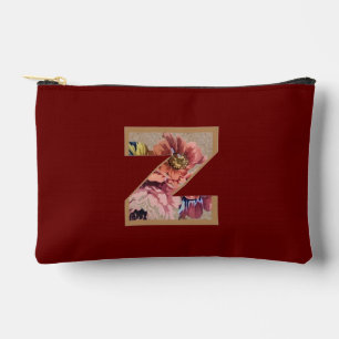 Pochette À Accessoires Fleur Rustique Z initiale Bourgogne