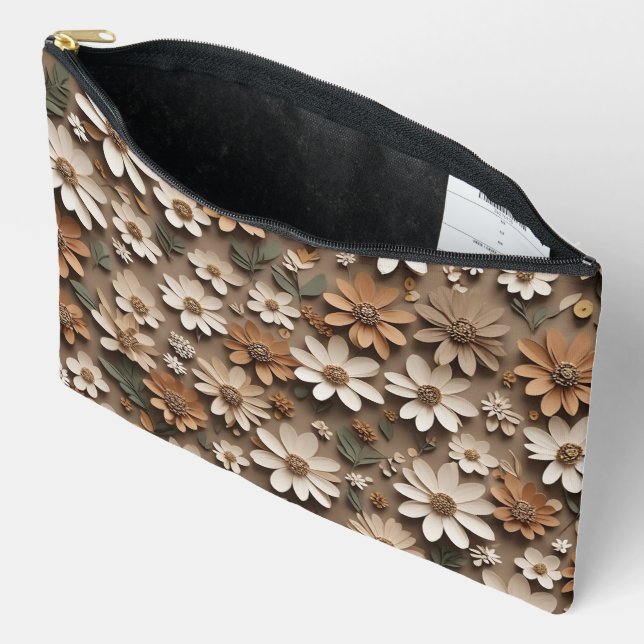 Pochette À Accessoires Fleurs 3d groupées dans un style minimaliste (Ouvrir)