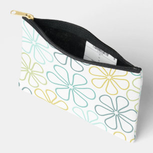 Pochette À Accessoires Fleurs Abstraites Teals Lime jaune Blanc