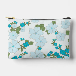 Pochette À Accessoires Fleurs Bleues, Motif Floral, Motif De Fleurs