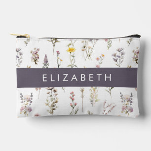 Pochette À Accessoires Fleurs colorées, Fleurs sauvages, Verdure, Votre N
