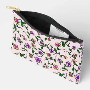 Pochette À Accessoires Fleurs colorées, Motif Floral, Verdure, Boho