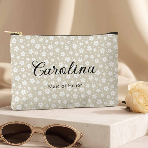 Pochette À Accessoires Fleurs Confetti Beige Bridesmaid