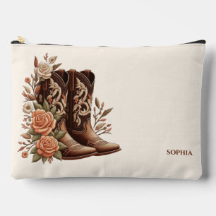 Pochette À Accessoires Fleurs Country Western avec bottes de cow-boy