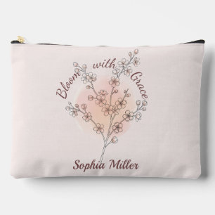 Pochette À Accessoires Fleurs de cerisier personnalisées avec nom floral
