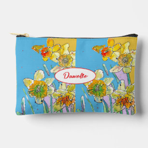 Pochette À Accessoires Fleurs de jonquille jaunes motif aquarelle filles