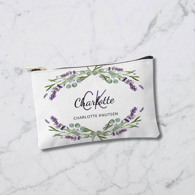 Pochette À Accessoires Fleurs de lavande nom de verdure monogramme (Créateur téléchargé)