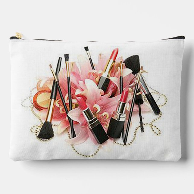 Pochette À Accessoires Fleurs et maquillage (Recto)