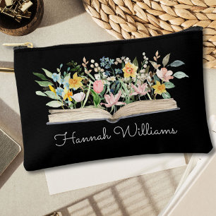 Pochette À Accessoires Fleurs Florales de Livre Ouvert à l'Aquarelle Pers