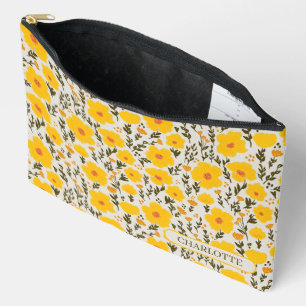 Pochette À Accessoires Fleurs jaunes de prairie fleurie motif et nom