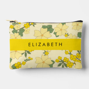Pochette À Accessoires Fleurs Jaunes, Motif De Fleurs, Votre Nom
