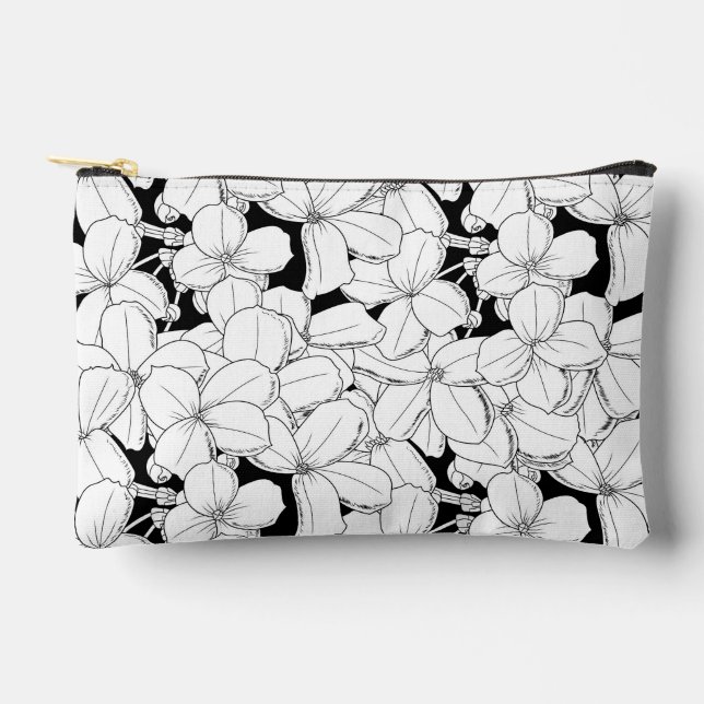 Pochette À Accessoires Fleurs noires et blanches (Recto)