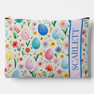 Pochette À Accessoires Fleurs printanières et oeufs de Pâques Personnalis