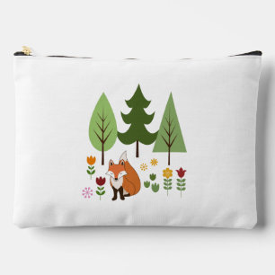 Pochette À Accessoires Fleurs renards de style scandinave Arbres et texte