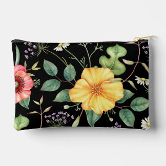 Pochette À Accessoires Fleurs sauvages de dessin vintage / minuit