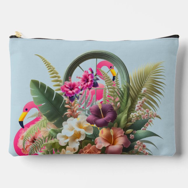 Pochette À Accessoires Flirty Tropical Flamants roses Garden (Recto)