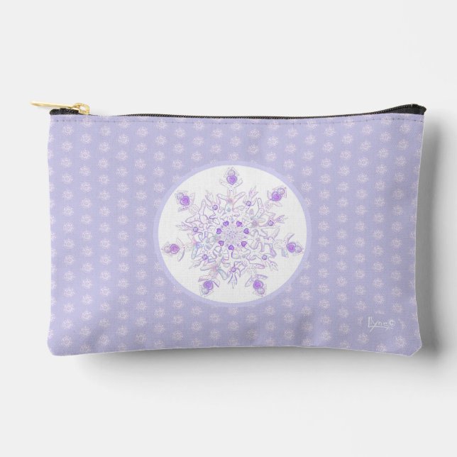 Pochette À Accessoires flocon de neige violet clair et coeur étincelant (Recto)