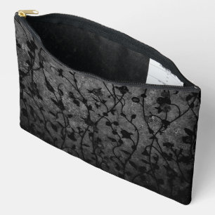 Pochette À Accessoires Floral d'antiquité gothique noir et blanc