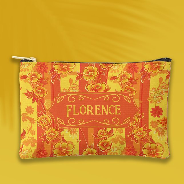 Pochette À Accessoires Florence Floral jaune et orange (Créateur téléchargé)