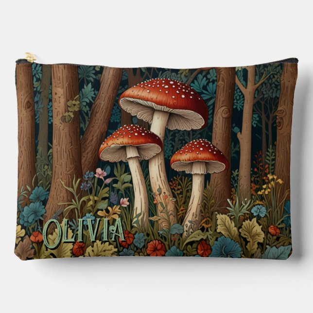 Pochette À Accessoires Forêt de champignons rétro (Recto)
