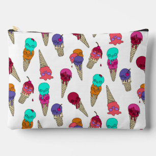 Pochette À Accessoires Fun Melty Summer Goth Crâne Crème glace étrange bl