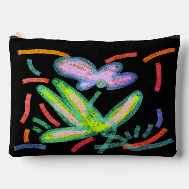 Pochette À Accessoires Funky Abstrait Floral Art (Recto)
