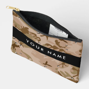 Pochette À Accessoires Galets de camouflage du désert, Votre nom, Personn